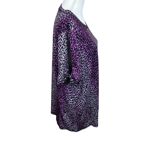 RACHEL Rachel Roy blouse, size 2X, cold shoulder, asymmetric hem, leopard print - Picture 3 of 12